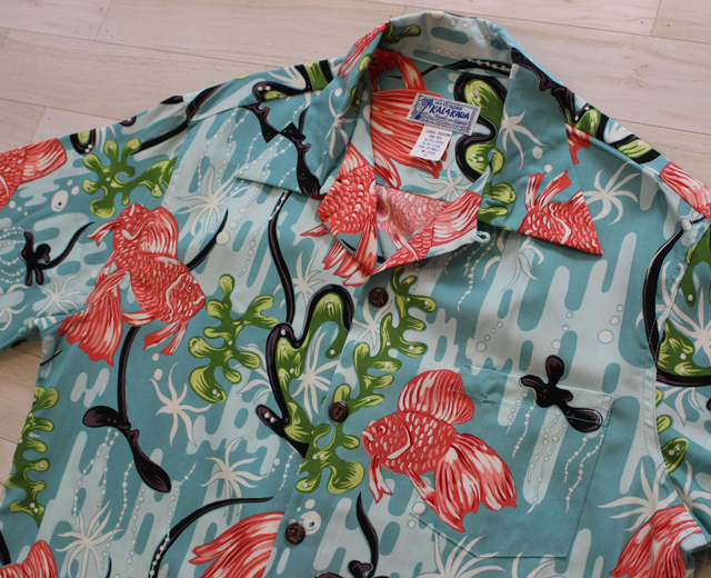 カラカウア　アロハシャツ　金魚　ゴールドフィッシュ