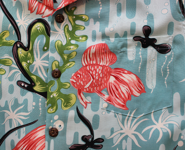 カラカウア　アロハシャツ　金魚