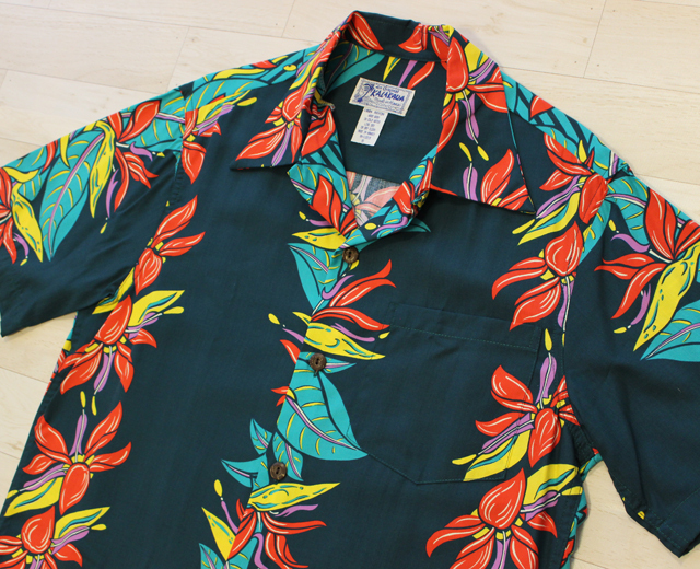 カラカウア　アロハシャツ　ヘリコニア