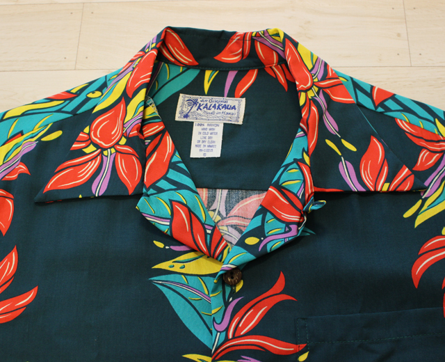 カラカウア　アロハシャツ　ヘリコニア
