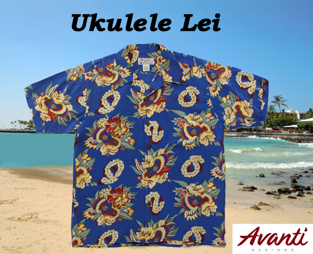 AVANTI アヴァンティ アロハシャツ ウクレレレイ 青 シルク 通販専門店