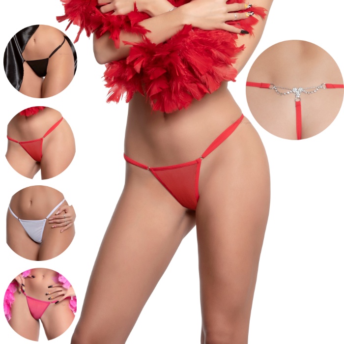 Tバック 下着 ショーツ レディース セクシーランジェリー サイドストリング レース gストリング ラインストーン 全4色