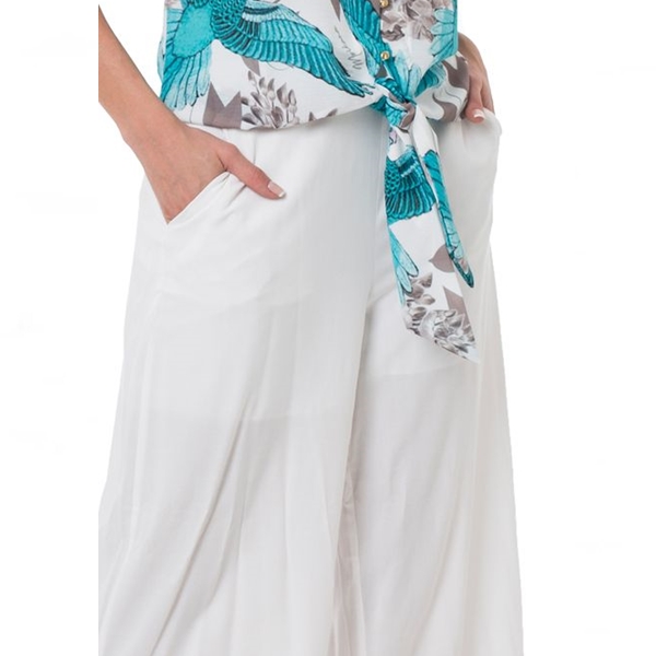 ワイドパンツ レディース 春夏 新作 白 ガウチョ