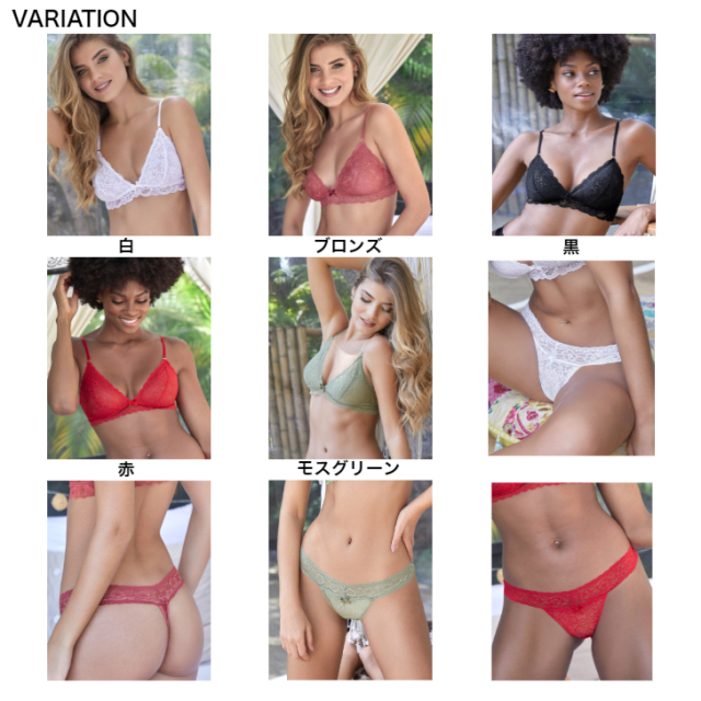 シースルーノンワイヤーブラジャー Tバックショーツセット ピンク 青