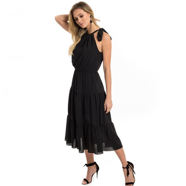 ワンピース ノースリーブ ロング フレア インポート  レディース リゾートワンピース 夏 黒