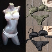 水着 インポート バンドゥ レデイィース シンプル 大人 黒 白 カーキ