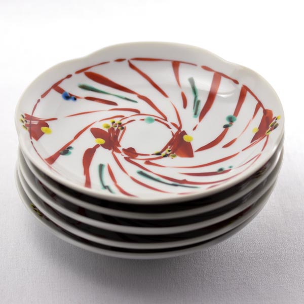 皿揃 花文 5.3号 5枚セット≪売り切れました≫ ( セット おつまみ 料理 九谷焼 )