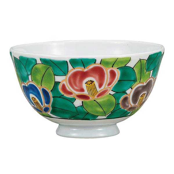 九谷焼 軽量茶椀 山茶花≪2ヶ月程で出荷予定≫ ( ご飯茶碗 お茶碗 食器 陶器 おしゃれ 九谷焼 )