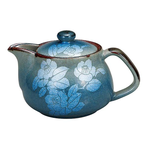 九谷焼 ポット急須 銀山茶花≪在庫確認後、通常即日で出荷≫ ( 取っ手付き 茶こし付き 茶器 急須 ティーポット 九谷焼 )