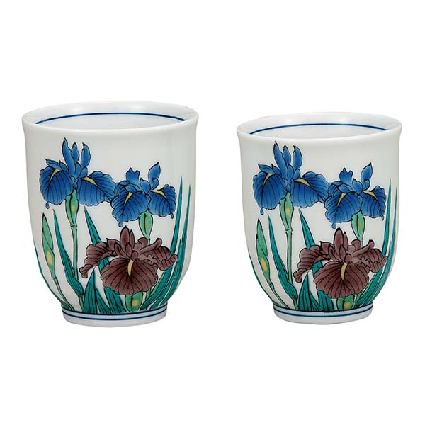 九谷焼 夫婦湯呑 あやめ ペア≪在庫確認後、通常即日で出荷≫ ( 夫婦湯のみ 夫婦湯飲み 湯呑み ゆのみ 陶器 セット 九谷焼 )