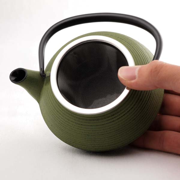 急須 3型線引 若草 320ml / 岩鋳 取っ手付き 茶こし付き 茶器 カラー