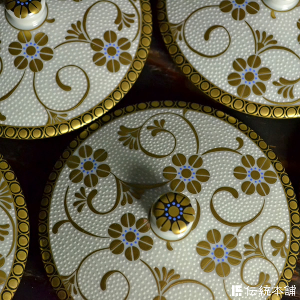 送料無料】 蓋付汲出揃 鉄仙紋 / 湯呑み 湯のみ 湯飲み 来客用 陶器