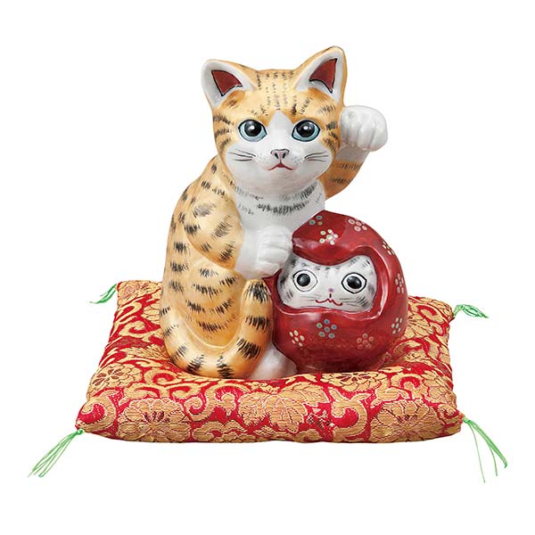 【送料無料】九谷焼 達磨招き猫 金彩釉 5号≪在庫確認後、通常即日で出荷≫ ( 木札名入れ有料 父の日 プレゼント 初任給 招き猫 まねきねこ 置物 開店祝い 開運 九谷焼 )