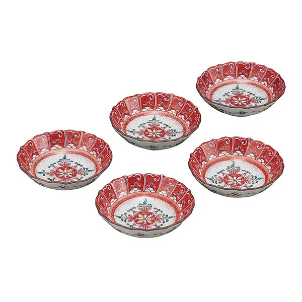 【送料無料】九谷焼 小鉢揃 飯田屋 3.8号 5個セット≪在庫確認後、通常即日で出荷≫ ( 和食 食器 おつまみ 朝食 料理 九谷焼 )