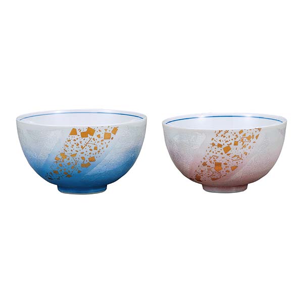 【送料無料】九谷焼 夫婦茶椀 銀彩金箔ちらし ペア≪注文後に商品取り寄せ、後日納期連絡致します≫ ( 退職祝い 定年 夫婦茶碗 めおと茶碗 セット ギフト プレゼント セット 九谷焼 )
