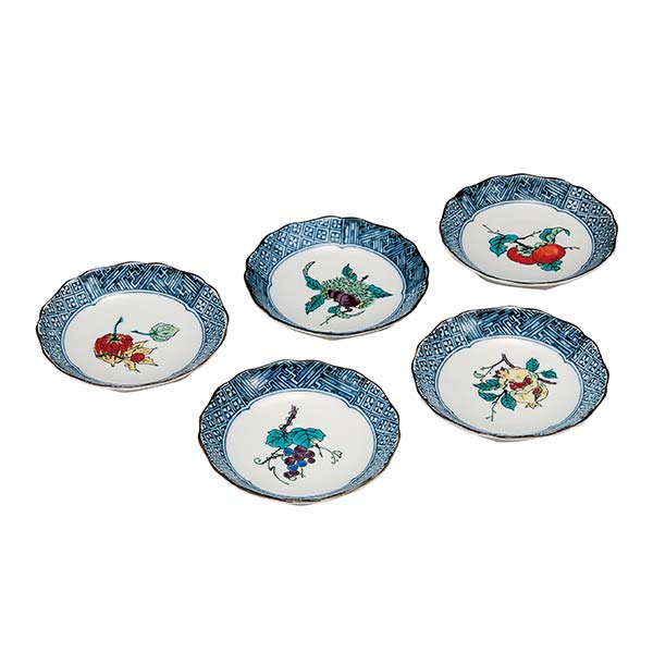 九谷焼 6.3号皿揃 果実絵変り