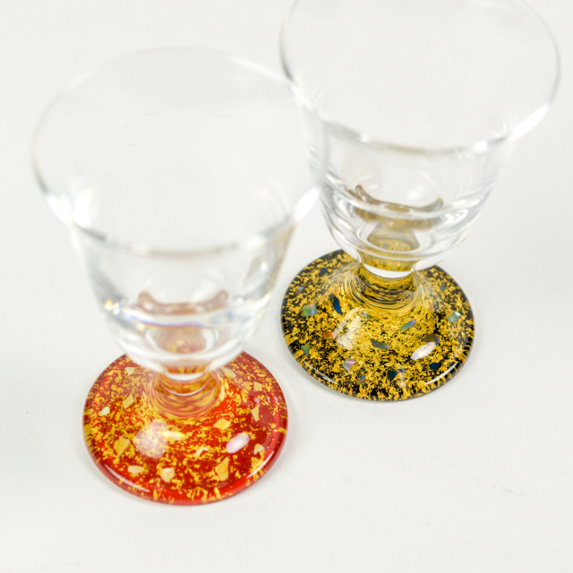 冷酒グラス 高杯型 銀河 ペア 木箱入り 蓋裏レーザー名入れ彫刻料込み