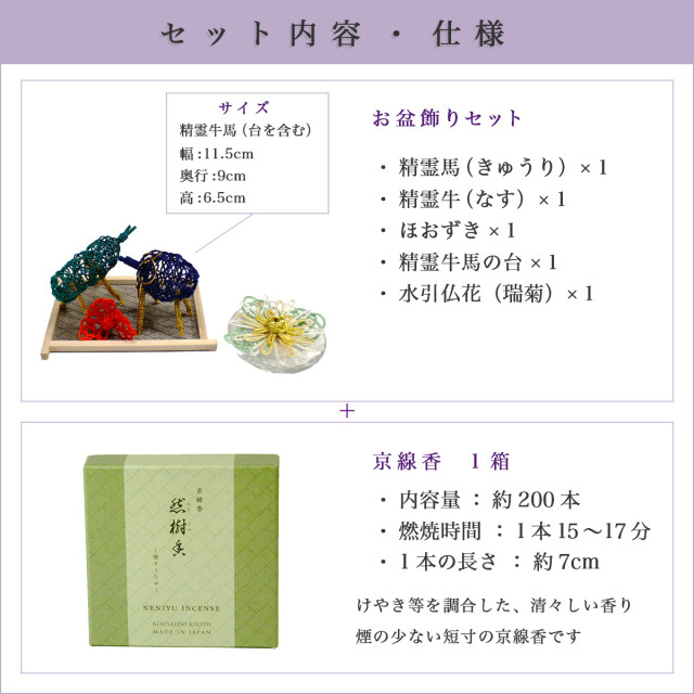 送料無料】 盆飾り 水引精霊牛馬 馬（きゅうり）・牛（なす） ほおずき