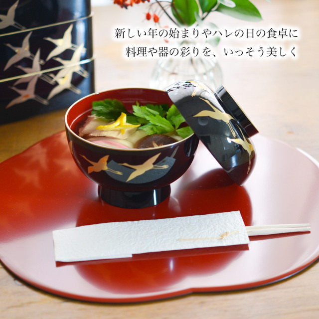 福梅膳・祝い箸 一膳セット プレースマット 朱 37.5cm / 折敷