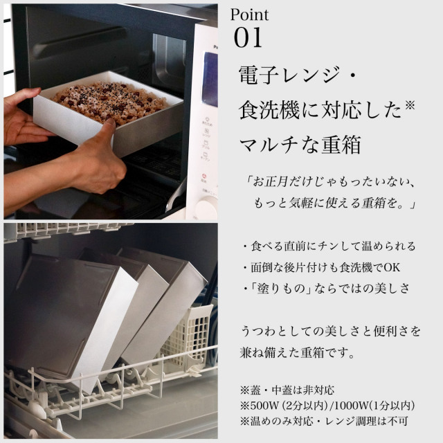 重箱 三段 レンジ・食洗機対応 KEJU 18cm・6寸 シール中蓋・仕切り小鉢