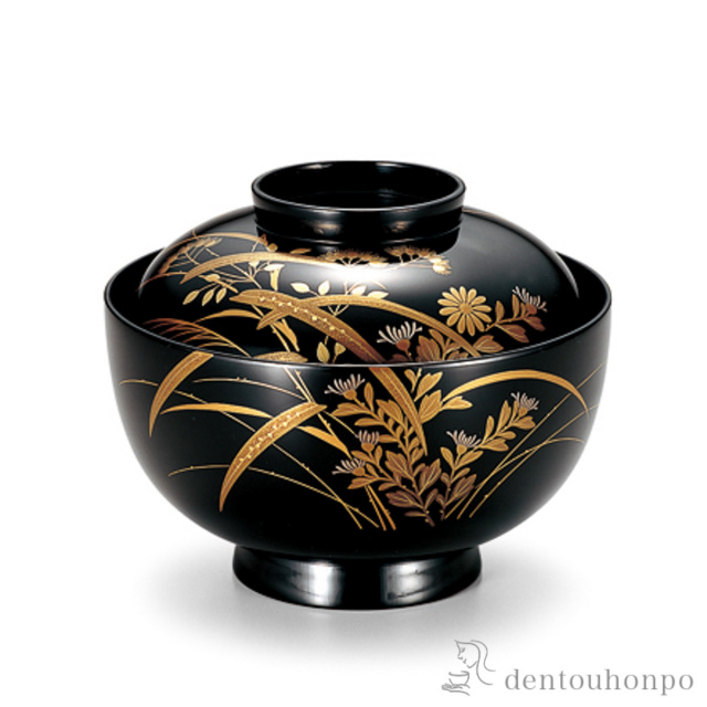 江戸時代金蒔絵秋草図吸物椀十客