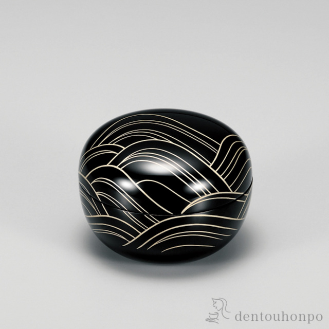 【送料無料】玉匣（たまくしげ） 小物入れ 光琳波 黒≪在庫確認後、7営業日程で出荷≫ ( 手作り サイドテーブル チェスト リビング 人気 越前漆器 )