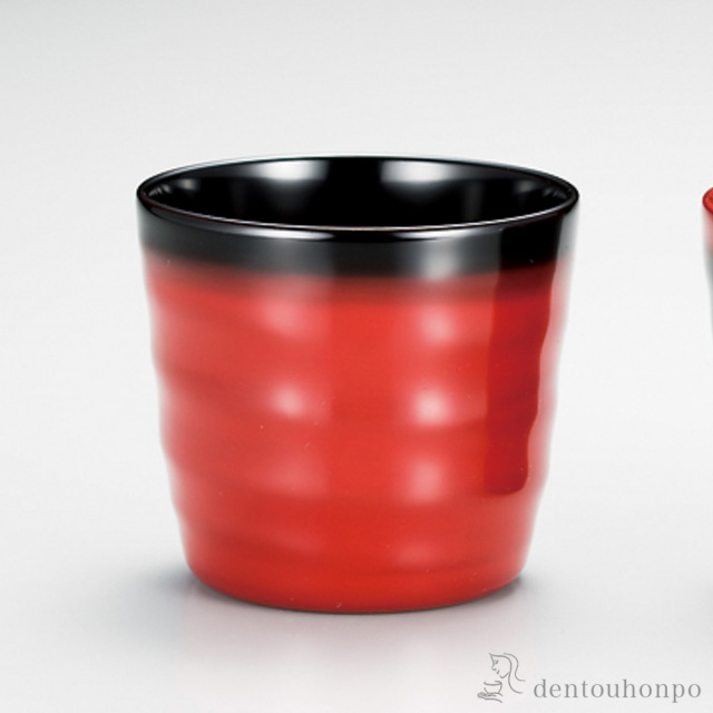 焼酎カップ 刷毛かすみ 朱内黒≪在庫確認後、7営業日程で出荷≫ ( 焼酎グラス ビアカップ ビールグラス フリーカップ グラス 越前漆器 )