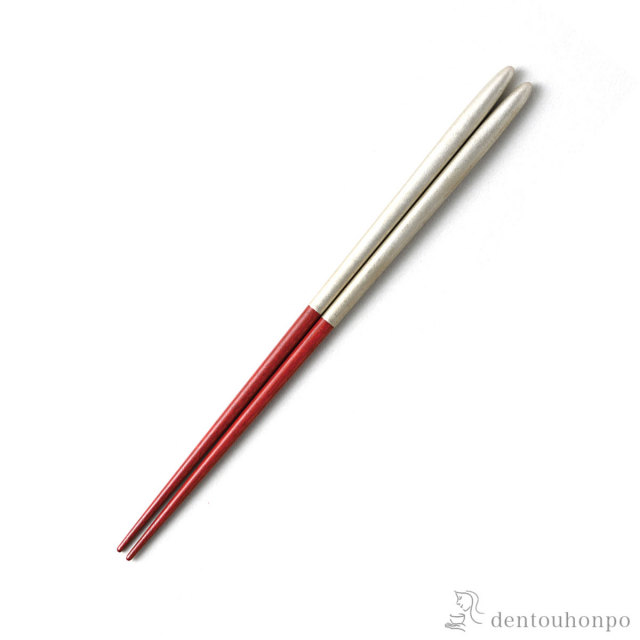 まるみ箸 朱拭漆 錫 22cm≪在庫確認後、1週間程で出荷≫ ( 父の日 プレゼント 初任給 お箸 プレゼント はし 高級箸 塗り箸 越前漆器 )