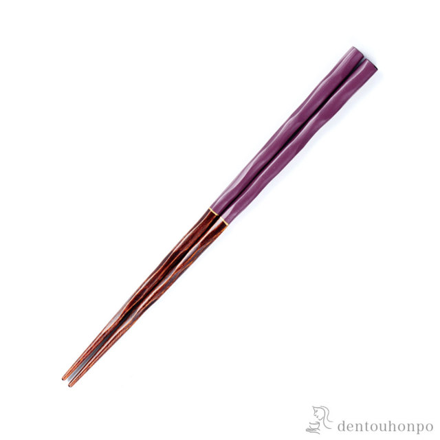 家族箸 紫 21.5cm≪在庫確認後、1週間程で出荷≫ ( 父の日 プレゼント 初任給 お箸 プレゼント はし 高級箸 塗り箸 越前漆器 )