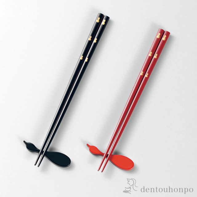 夫婦箸 無病息災 23.5cm 22cm 箸置付≪在庫確認後、1週間程で出荷≫ ( 父の日 プレゼント 初任給 お箸 プレゼント はし 高級箸 塗り箸 越前漆器 )