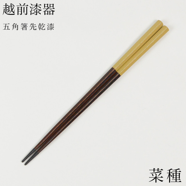 五角箸 先乾漆 菜種 23cm / お箸 プレゼント はし 高級箸 塗り箸 越前