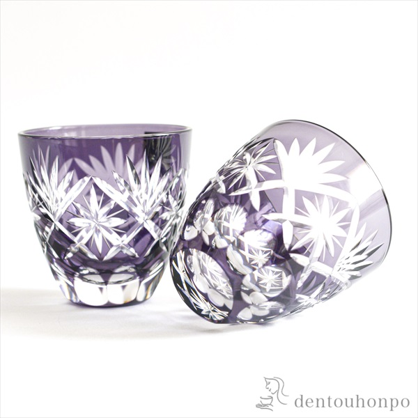 送料無料】 江戸紫切子 ぐい呑星切子 ペア / 田島硝子 父の日  