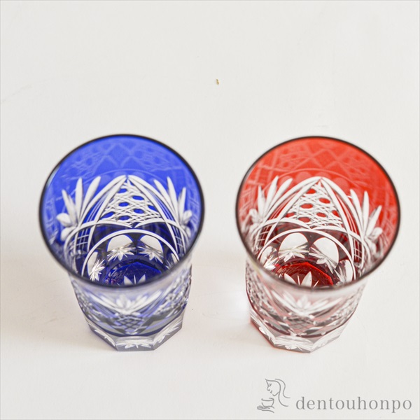 送料無料】 八角籠目菊底 一口ビール ペア / 田島硝子 タンブラー