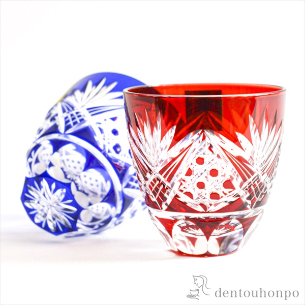 送料無料】 八角籠目菊底 ぐい呑 ペア / 田島硝子 ぐいのみ 盃 酒器