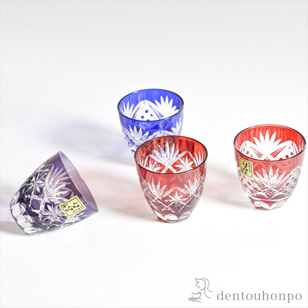 送料無料】 八角籠目菊底 ぐい呑 ペア / 田島硝子 ぐいのみ 盃 酒器