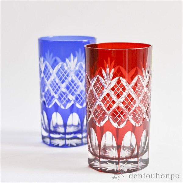 送料無料】 重ね矢来菊底 タンブラー ペア / 田島硝子 ビールグラス