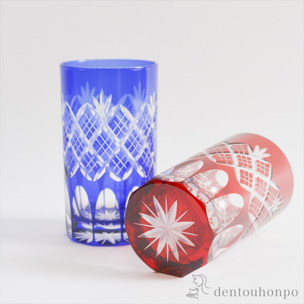 送料無料】 重ね矢来菊底 タンブラー ペア / 田島硝子 ビールグラス