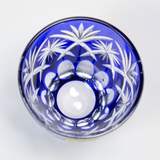 江戸被せ切子ガラスボウル容器食器 訳あり＞切子 青 大鉢 ボウル1個 色被せガラス ブルー | 古美術 希