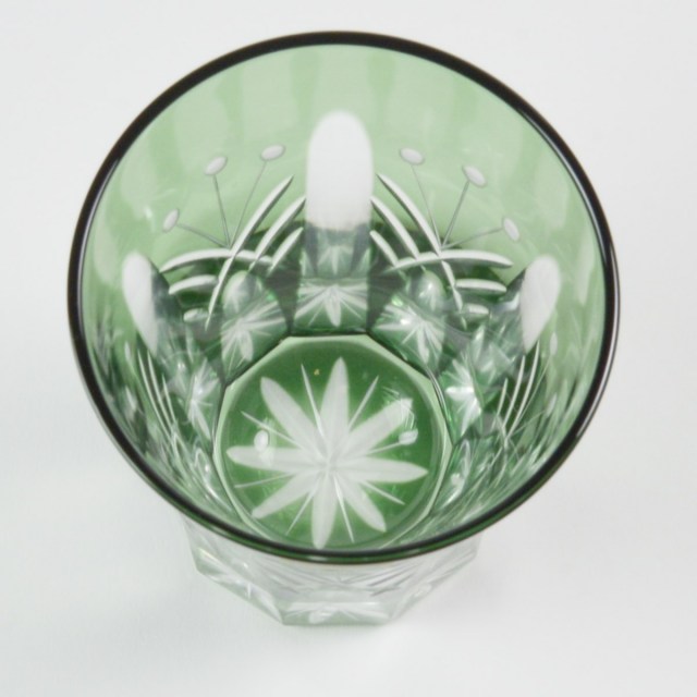 映見玉矢来 タンブラー 緑 江戸切子 / 田島硝子 ビールグラス