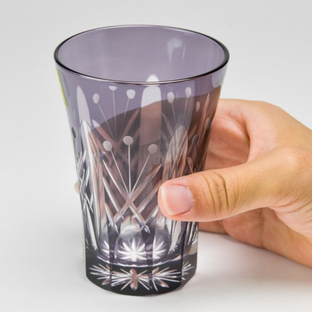 映見玉矢来 タンブラー 紫 江戸切子 / 田島硝子 ビールグラス