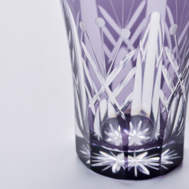 映見玉矢来 タンブラー 紫 江戸切子 / 田島硝子 ビールグラス