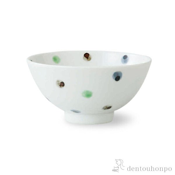 【送料無料】姫碗 彩色点 緑 3個セット≪在庫確認後、10~14営業日程で出荷≫ ( 彩色点 ごはん 白ご飯 お茶碗 飯碗 おすすめ 波佐見焼 )