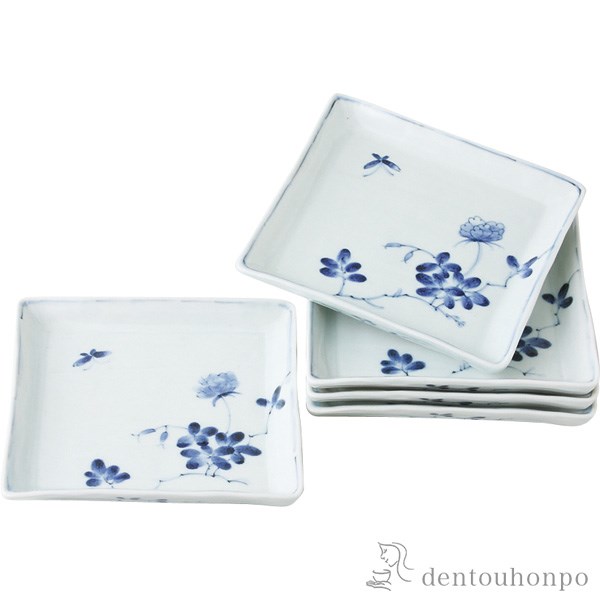 【送料無料】角取皿揃 野原 5枚セット≪在庫確認後、10~14営業日程で出荷≫ ( 和食器セット お皿 揃える 食器 和食 波佐見焼 )