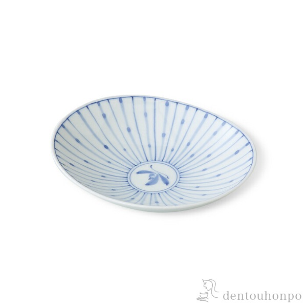 【送料無料】楕円皿 十草蘭 中 5個セット≪在庫確認後、1週間程で出荷≫ ( 父の日 プレゼント 初任給 プレート おつまみ 料理 和食 洋食 波佐見焼 )