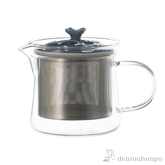 【送料無料】花紋 SSガラスポット 紺 小≪在庫確認後、10~14営業日程で出荷≫ ( 紅茶 ハーブティー 日本茶 ティーライフ 人気 波佐見焼 )