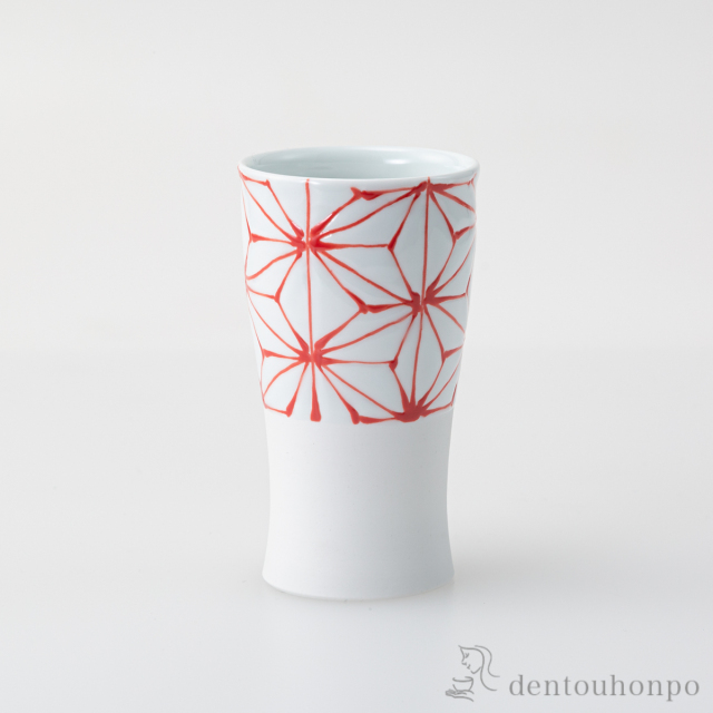 smart350 1／2カップ 麻の葉 赤≪在庫確認後、10~14営業日程で出荷≫ ( 焼酎グラス ビアカップ ビールグラス フリーカップ グラス 波佐見焼 )