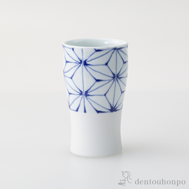 smart350 1／2カップ 麻の葉 青≪在庫確認後、10~14営業日程で出荷≫ ( 焼酎グラス ビアカップ ビールグラス フリーカップ グラス 波佐見焼 )