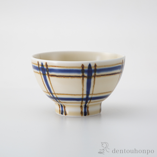 【送料無料】色格子 茶碗 青 ３個セット≪在庫確認後、10~14営業日程で出荷≫ ( ごはん 白ご飯 お茶碗 飯碗 おすすめ 波佐見焼 )