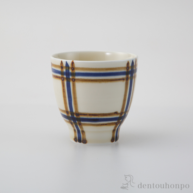 【送料無料】色格子 湯呑 青 ３個セット≪在庫確認後、10~14営業日程で出荷≫ ( ごはん 白ご飯 お茶碗 飯碗 おすすめ 波佐見焼 )