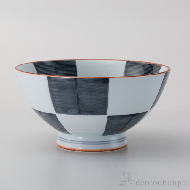 グレー市松 飯碗 特大 ３個セット≪在庫確認後、10~14営業日程で出荷≫ ( ごはん 白ご飯 お茶碗 飯碗 おすすめ 波佐見焼 )